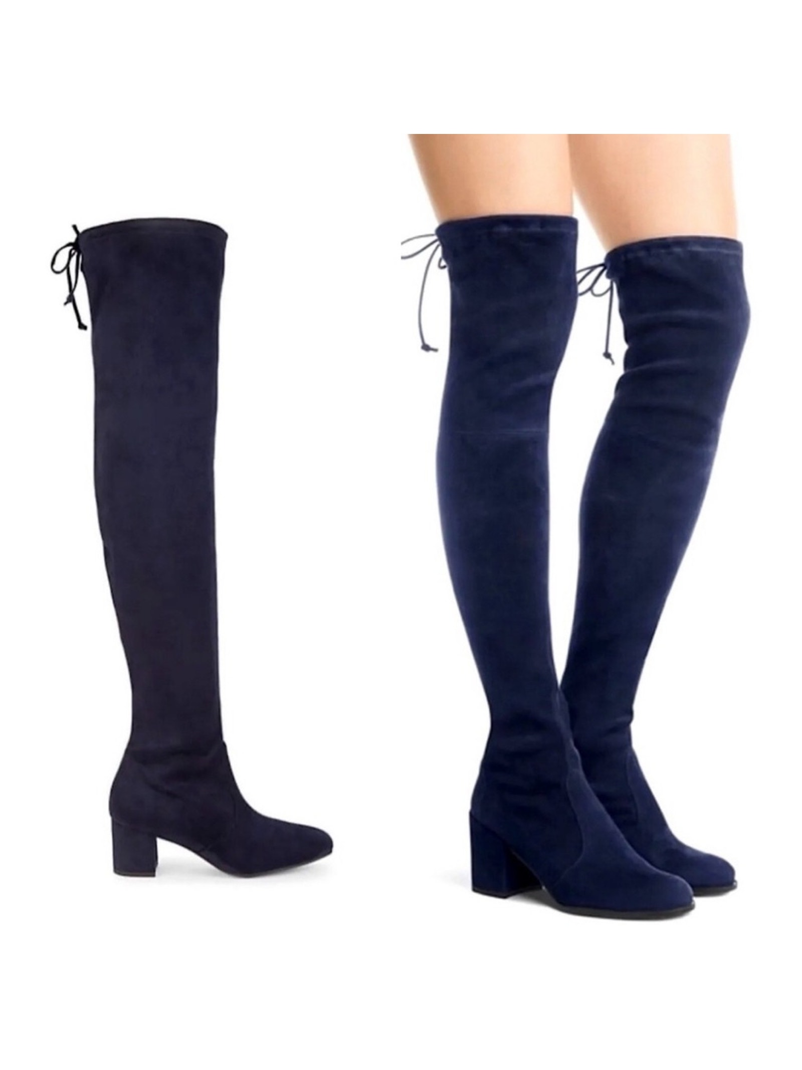 Stuart Weitzman Genna 60 City Stretch Blue Suede Over The Knee Boots Size 37.5
